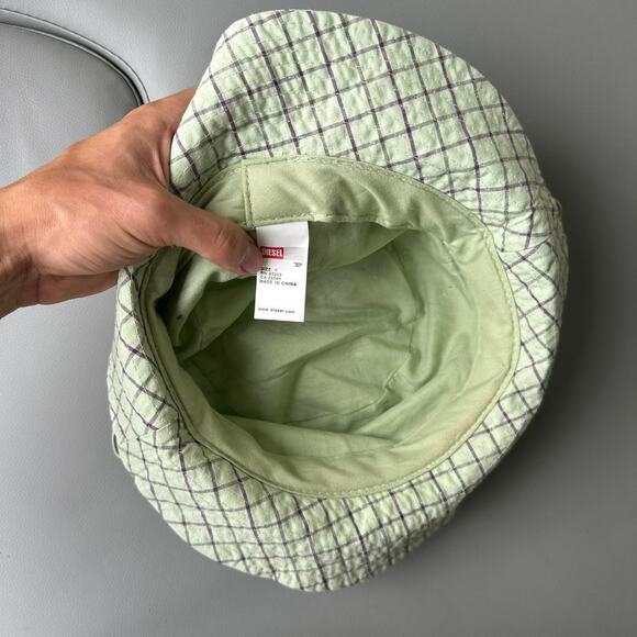 Rare Y2K FC Diesel Pradesh 67 Sporty Plaid Green Purple Bucket Hat Cap main image 4